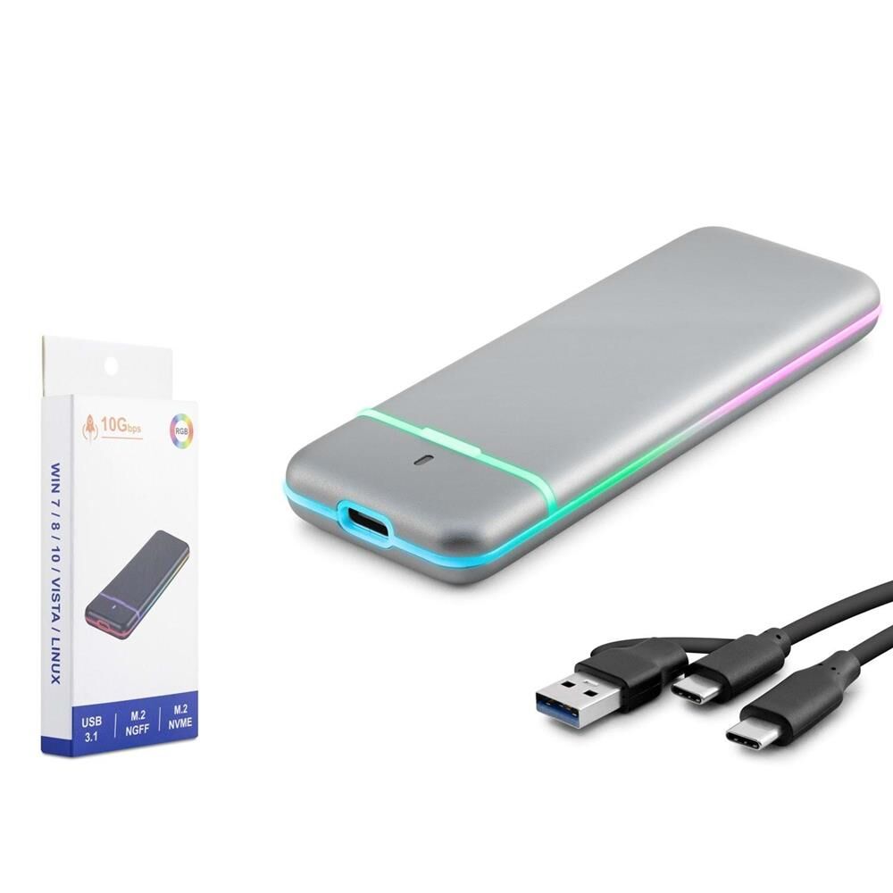 Hadron HDX1774 Dual Protokol M.2 NVMe + NGFF (SATA) SSD Kutusu USB 3.1 Gen2 Type-C - Gri