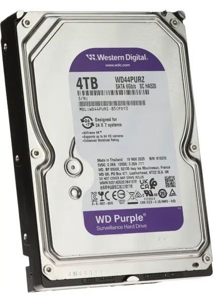 WD PURPLE 3,5'' 4TB 256MB 5400RPM WD44PURZ