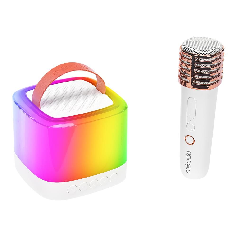 Mikado MD-16BT Favorite Beyaz TF Kart Destekli Bluetooth Karaoke Mikrofonlu 1200mAh Taşınabilir Speaker