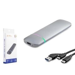 Hadron HDX1772 M.2 NVMe + NGFF (SATA) SSD Harici Kutu Type-C 3.1 & USB 3.0 RTL9210B Chipset - Gri