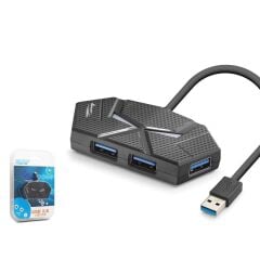 Hadron HDX7050 Gaming USB 3.0 Hub 5Gbps Veri Aktarım Hızı 4 Portlu 7 Renk LED Aydınlatmalı 120cm Kablo Siyah USB Çoklayıcı