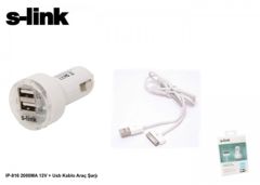 S-link IP-816 2000ma 12v Usb Kablo Araçtan Şarj Cihazı