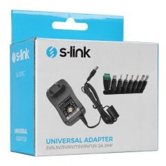 S-link SL-129C 24W 2A Çok Fonksiyonlu 3V-12V Kademeli 8 Farklı Uçlu Üniversal Adaptör