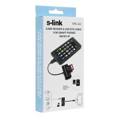 S-link SMG-423 Micro-USB OTG 3 Portlu USB Hub ve SD/TF Kart Okuyucu Adaptör