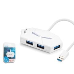 Hadron HDX7051 Gaming USB 3.0 Hub 5Gbps Veri Aktarım Hızı 4 Portlu 7 Renk LED Aydınlatmalı 120cm Kablo Beyaz USB Çoklayıcı