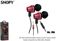 Snopy SN-J02 Thunderbird Mobil Telefon Uyumlu Kulak İçi Siyah-Kırmızı Mikrofonlu Kulaklık