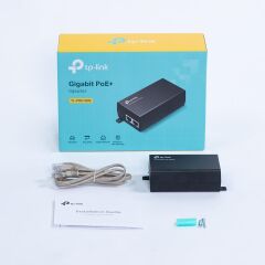 TP‑LINK OMADA TL‑POE160S IEEE 802.3af/at Uyumluluk 48 V DC itibariyle Otomatik 30 Watt Güç Çıkışı 2×1 Gbps RJ45 PoE+ Enjektör Adapter