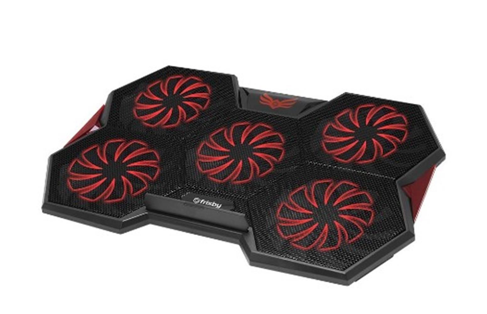 Frisby FNC‑5252B GP4 5 Fanlı LCD Kontrol Panel Notebook Soğutucu ve Stand Metal Izgara 2×USB Port – 17'' ve Altı Uyumlu