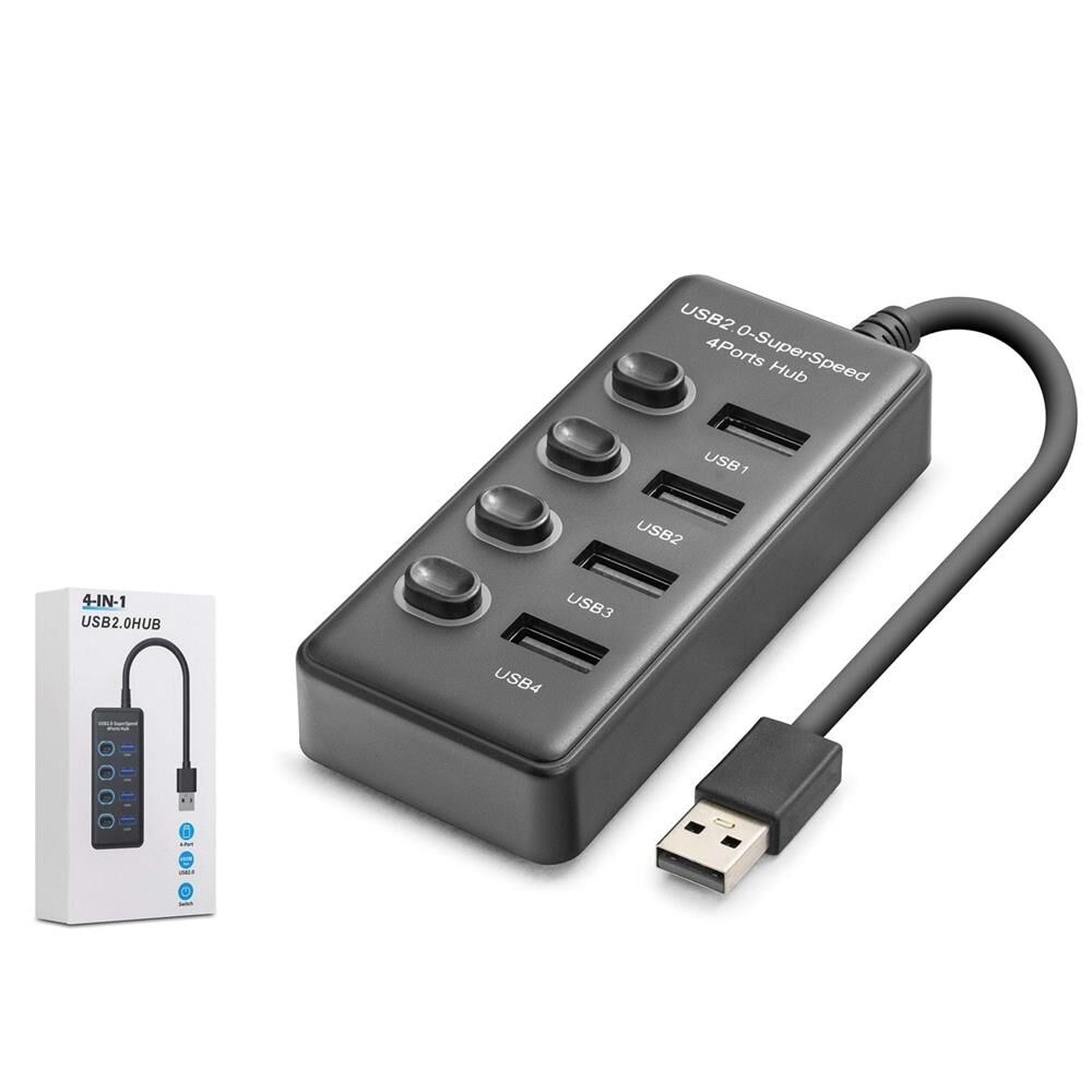 Hadron HDX7048 USB 2.0 4 Port 480Mbps Switch’li USB-A Çoklayıcı Hub Siyah