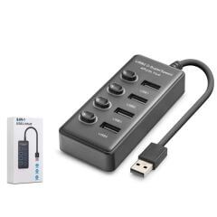 Hadron HDX7048 USB 2.0 4 Port 480Mbps Switch’li USB-A Çoklayıcı Hub Siyah
