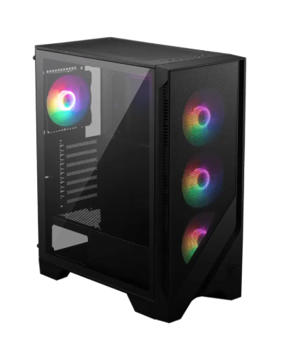 MSI MAG FORGE M120A Airflow Siyah ATX Gaming Kasa Mesh Ön Panel Temperli Cam Yan Panel RGB Fan Destekli Mid Tower Bilgisayar Kasası