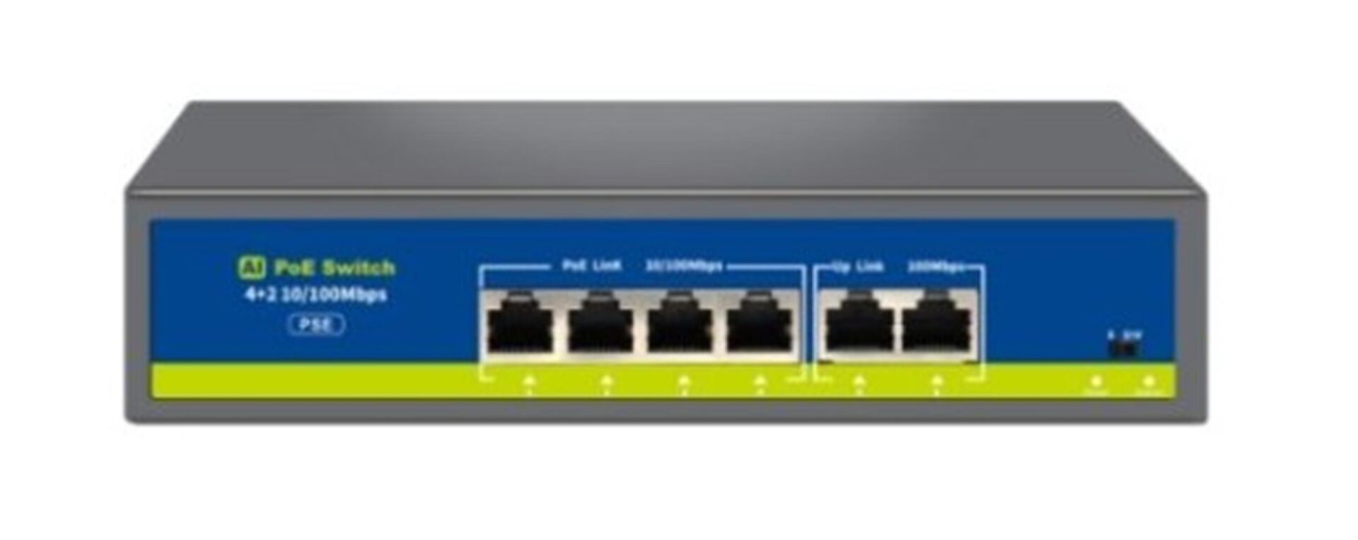 Nova NVC-HIF0420FBL-C 4-Port PoE+ 10/100Mbps + 2-Port 10/100Mbps Uplink 65W Yönetilemez Switch
