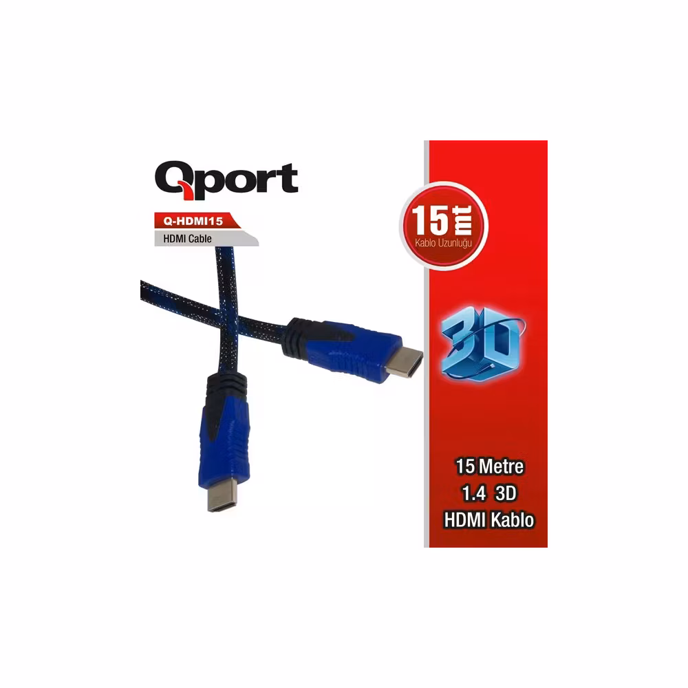 QPORT Q-HDMI15 HDMI 1.4 V ALTIN UÇLU KABLO 15 MT