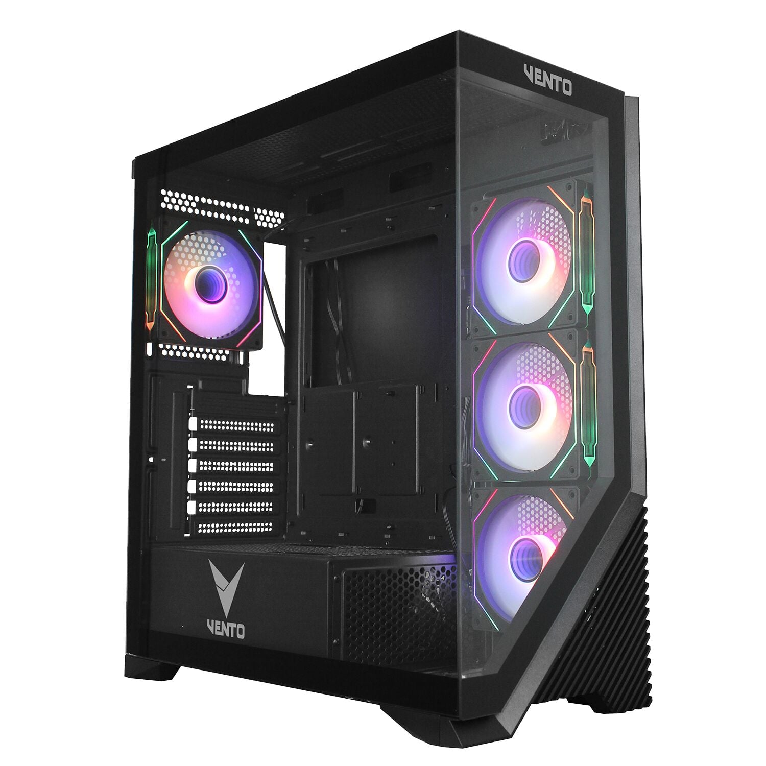 Vento VG4202FLA Mesh Panel Temperli Cam ATX Mid-Tower Siyah Oyuncu Kasası + FSP 750W 80+ Bronze PCIe 5.0 ATX 3.0 Güç Kaynağı