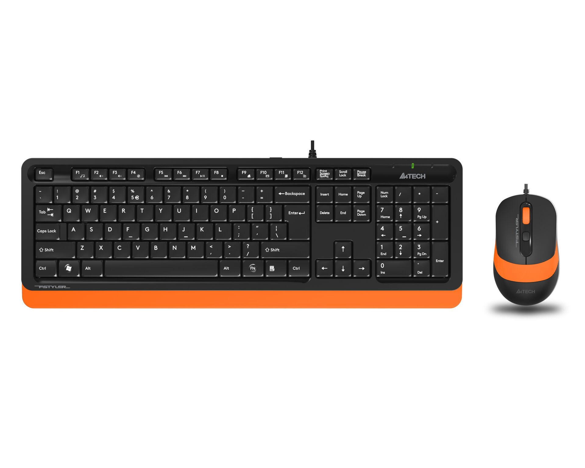 A4 Tech Fstyler F1010 USB Kablolu Türkçe Q Multimedya Klavye Mouse Seti - Turuncu/Siyah