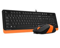 A4 Tech Fstyler F1010 USB Kablolu Türkçe Q Multimedya Klavye Mouse Seti - Turuncu/Siyah