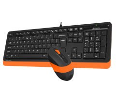 A4 Tech Fstyler F1010 USB Kablolu Türkçe Q Multimedya Klavye Mouse Seti - Turuncu/Siyah