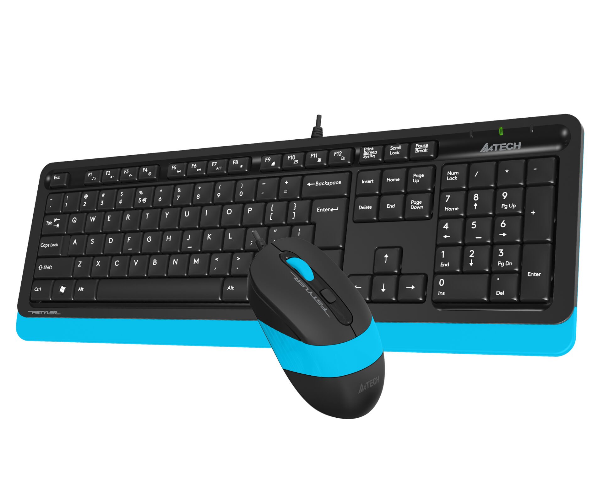 A4 Tech Fstyler F1010 Q Türkçe USB Mavi/Siyah Kablolu Multimedya Klavye Mouse Set