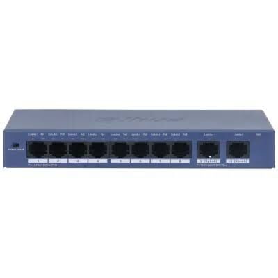Dahua S3010-8ET2GT-90 10 Port 10-100 8xPoe 90W 2xRJ45 10-100-1000 Uplink Yönetilemez Switch