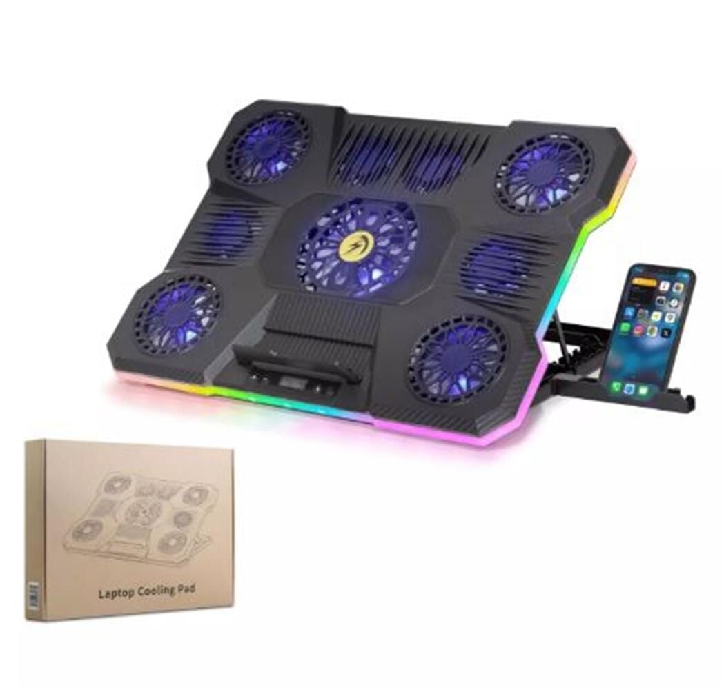 Hadron DCXA21 9 Fanlı RGB Notebook Soğutucu Standı 14-18 İnç Laptop Uyumlu Telefon Standlı Siyah
