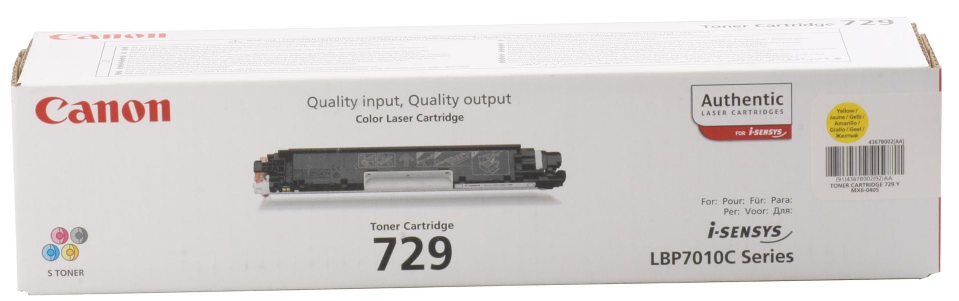 Canon CRG-729Y Yellow (Sarı) Orijinal Toner Kartuşu - i-SENSYS LBP7010C / LBP7018C Serisi 1.000 Sayfa