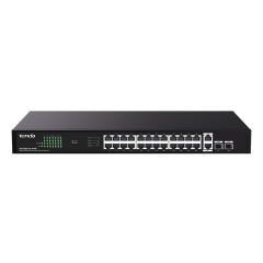 Tenda TEG1128P-24-410W 24 Port Gigabit Ethernet PoE+ (410W) + 2 Port Gigabit Uplink + 2 Port SFP L2 Yönetilemez Switch