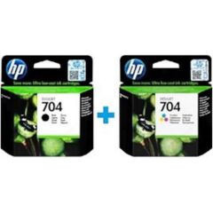 HP 704 Siyah + Renkli Orijinal Kartuş Seti (CN692AE + CN693AE)