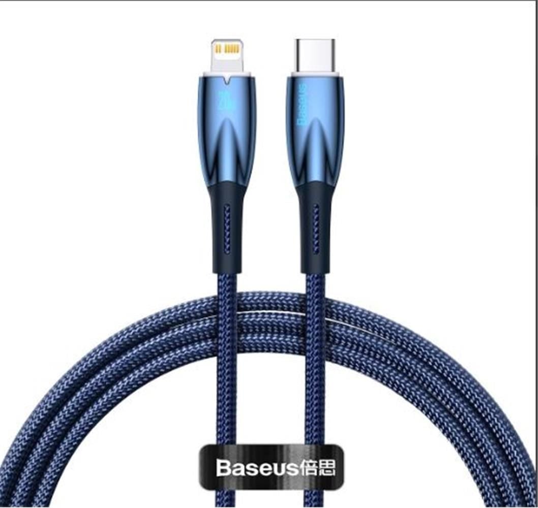 Baseus Glimmer Series 20W 1 Metre USB-C to Lightning PD Fast Charging Data Cable - Blue (CADH000003)