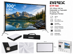 Everest KTP-100 221-125cm 100 Inç Katlanabilir Ve Taşınabilir Ev Kamp Tıpı Projeksiyon Perdesi