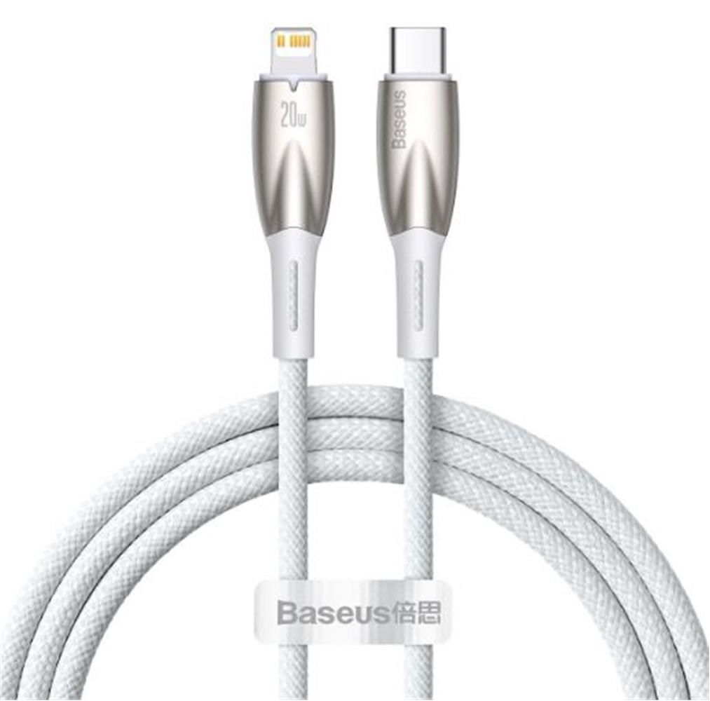 Baseus Glimmer Series 20W 1 Metre USB-C to Lightning PD Fast Charging Data Cable - White (CADH000002)