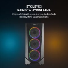 James Donkey Helix H800 4xRBW Fanlı 650W 80+ Mesh Panel Temperli Cam ATX Oyuncu Kasası