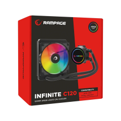 Rampage Infinite C120 Siyah 120mm ARGB PWM Fanlı Intel LGA1700 / AMD AM5 Uyumlu Sıvı İşlemci Soğutucu
