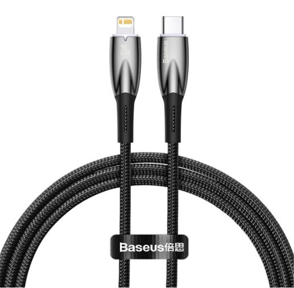 Baseus Glimmer Series 20W 1 Metre USB-C to Lightning PD Fast Charging Data Cable - Black (CADH000001)