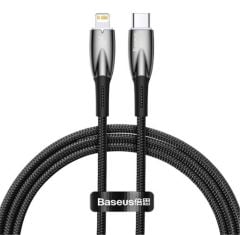 Baseus Glimmer Series 20W 1 Metre USB-C to Lightning PD Fast Charging Data Cable - Black (CADH000001)
