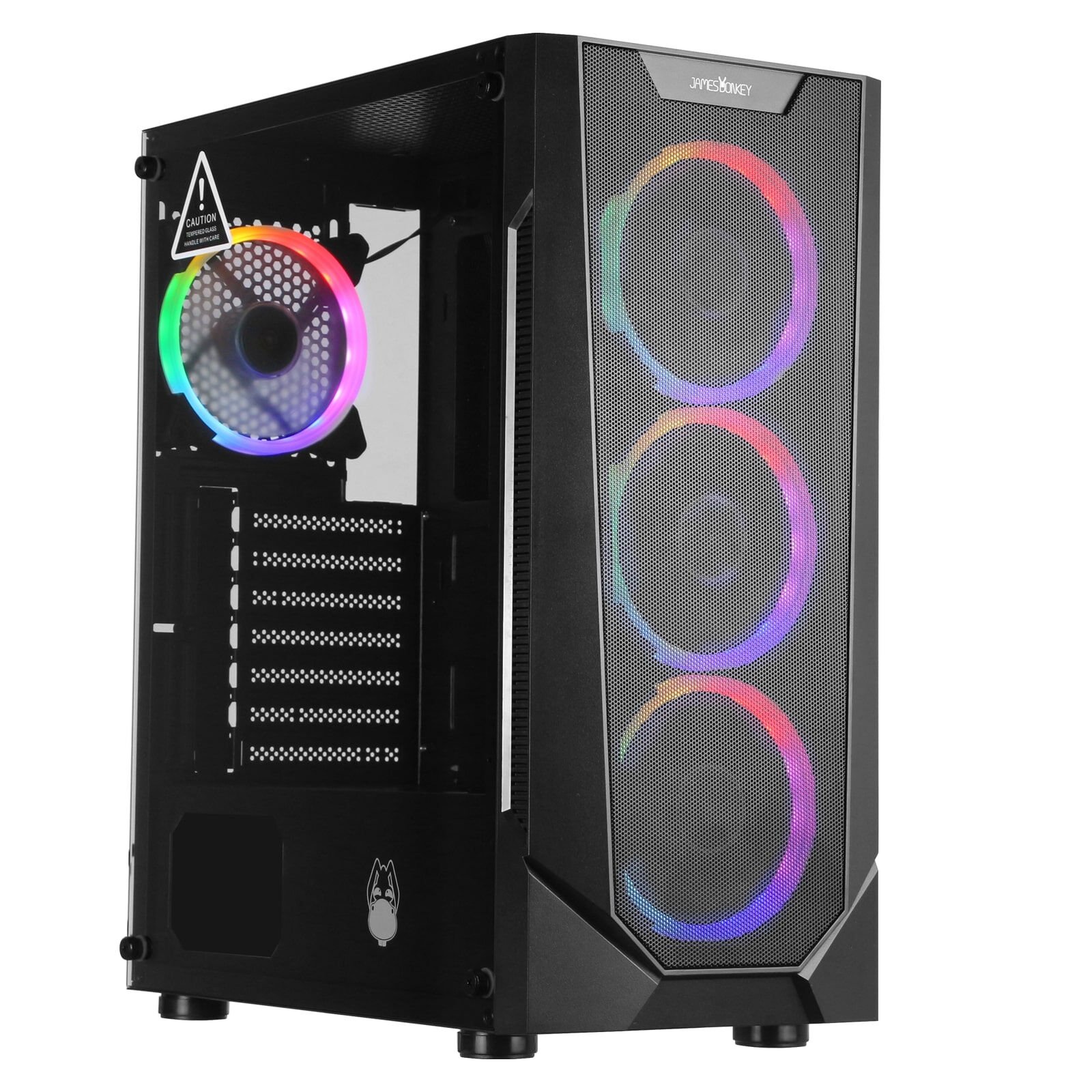 James Donkey Helix H800 4xRBW Fanlı 550W 80+ Mesh Panel Temperli Cam ATX Oyuncu Kasası