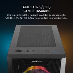 James Donkey Helix H800 4xRBW Fanlı 550W 80+ Mesh Panel Temperli Cam ATX Oyuncu Kasası