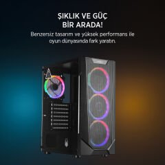 James Donkey Helix H800 4xRBW Fanlı 550W 80+ Mesh Panel Temperli Cam ATX Oyuncu Kasası
