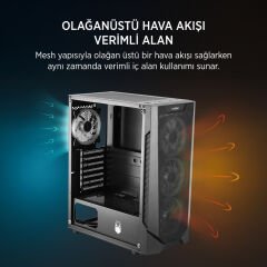 James Donkey Helix H800 4xRBW Fanlı 550W 80+ Mesh Panel Temperli Cam ATX Oyuncu Kasası