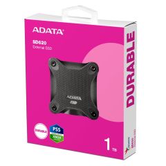 ADATA SD620-1TCBK 1TB Siyah Taşınabilir USB 3.2 Gen 2 (10 Gbps) 520 MB/s Okuma / 460 MB/s Yazma MIL‑STD‑810G 1.22 m Düşmeye Dayanıklı Silikon Kaplamalı Harici SSD