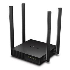TP‑LINK Archer C54 AC1200 Dual Band Kablosuz Wi‑Fi 5 Router – 867 Mbps 5 GHz + 300 Mbps 2.4 GHz, 4× Sabit Anten, MU‑MIMO, WPA3, 1× WAN & 4× LAN (10/100 Mbps), Erişim Noktası ve Menzil Genişletici Modları, IPv6, Siyah
