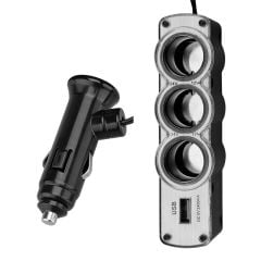 Asonic AS-XC220 2.1A Arka Koltuk Uzatmalı Çakmaklık Girişli Araç Şarj Adaptörü - Siyah