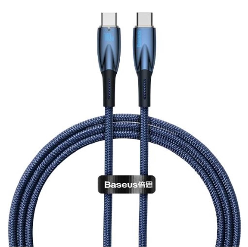 Baseus Glimmer Series 100W 1 Metre USB-C to USB-C PD Fast Charging Data Cable - Blue (CADH000703)