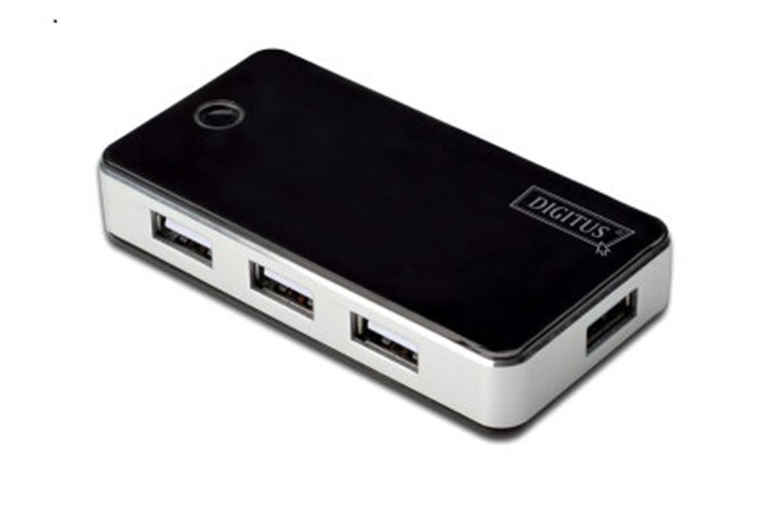 Digitus DA-70222 7 Port USB 2.0 Hub Siyah-Gümüş, Güç Adaptörlü