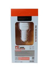 Megatech T05-M40 40W PD + USB Çift Çıkışlı Beyaz Araç İçi Hızlı Şarj Cihazı