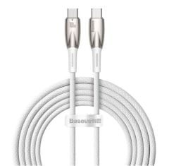 Baseus Glimmer Series 100W 2 Metre USB-C to USB-C PD Fast Charging Data Cable - White (CADH000802)