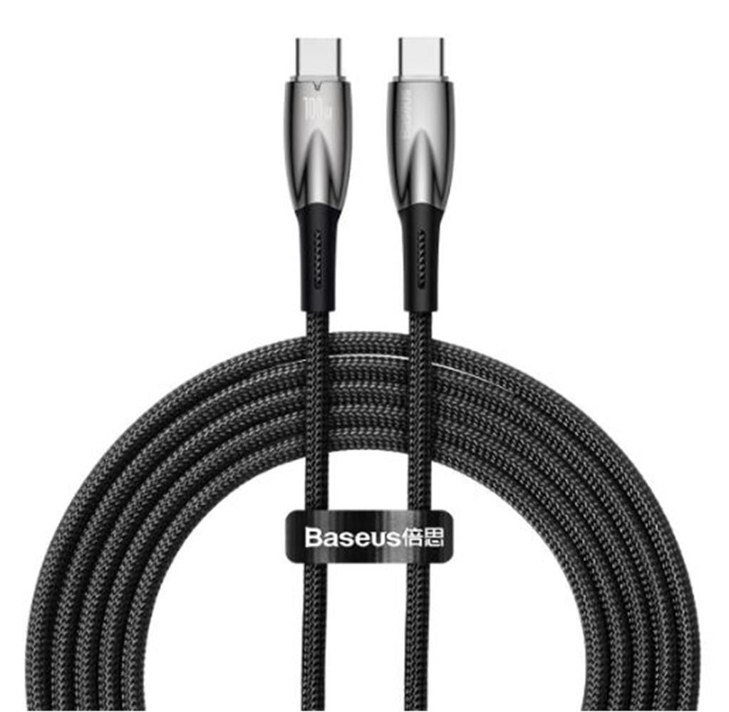 Baseus Glimmer Series 100W USB-C to USB-C 2m Hızlı Şarj ve Veri Kablosu - Siyah (CADH000801)