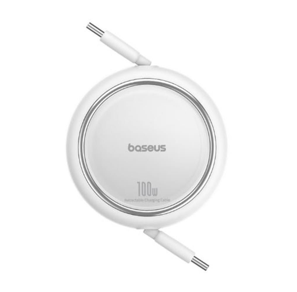 Baseus Free2Draw Mini Geri Çekilebilir Serisi USB-C to USB-C 100W 1m Beyaz Hızlı Şarj Kablosu
