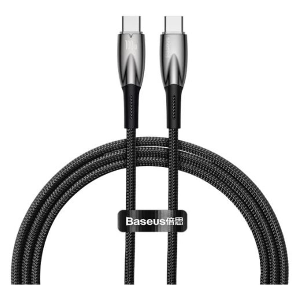 Baseus Glimmer Series 100W USB-C to USB-C 1m Hızlı Şarj ve Veri Kablosu - Siyah (CADH000701)