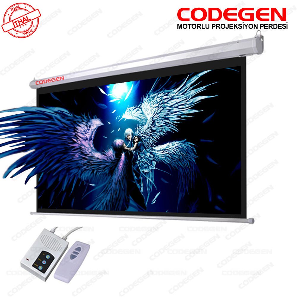 CODEGEN FEX-50 500x375 cm Motorlu Uzaktan Kumandalı Projeksiyon Perdesi (Fiberglass, Alev Almaz Kumaş)