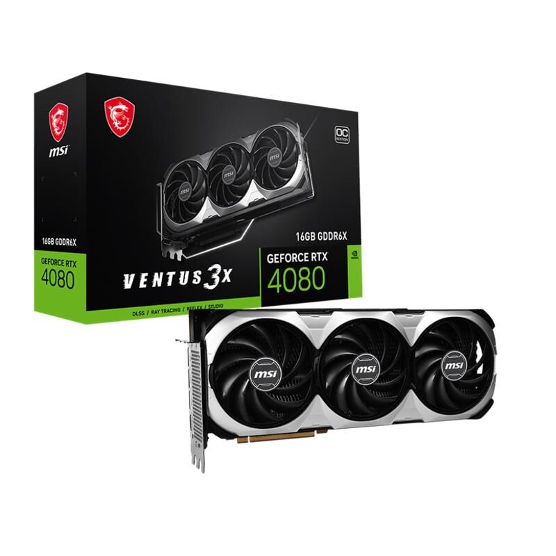 MSI GeForce RTX 4080 SUPER 16G VENTUS 3X OC NVIDIA GeForce RTX 4080 SUPER 16GB GDDR6X 23 Gbps 256‑Bit PCIe 4.0 Triple‑Fan 1×16‑Pin 2×HDMI 2.1a 2×DP 1.4a 10240 CUDA Core DirectX 12 Ultimate Ekran Kartı